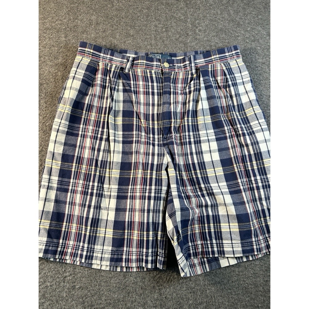 Polo Ralph Lauren Mens Shorts Size 33 Plaid Tyler Vintage Cotton